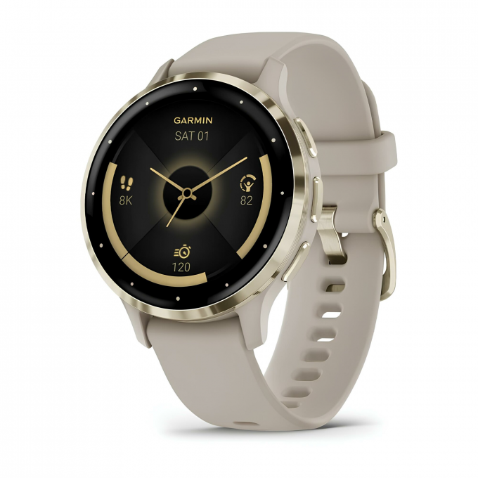 Часы GARMIN VENU 3S CREAM GOLD STAINLESS STEEL BEZEL WITH FRENCH GRAY CASE 010-02785-52